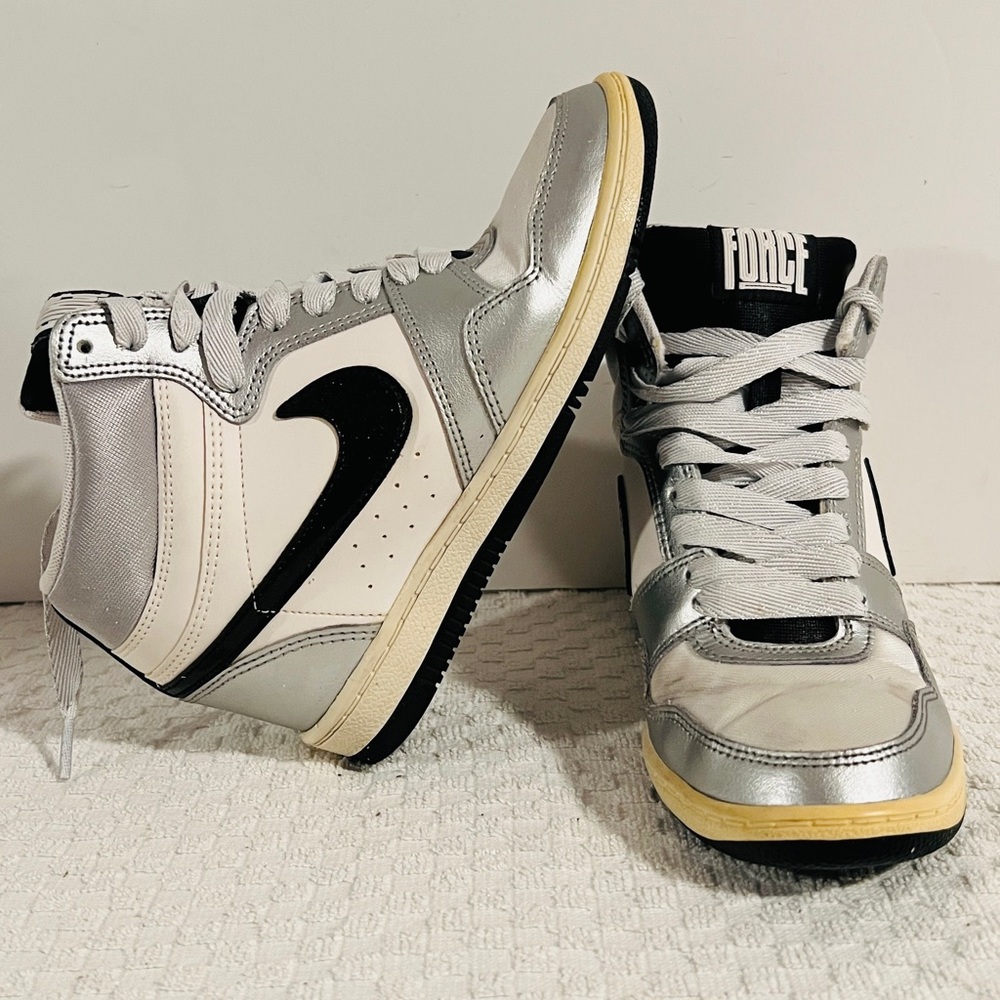 Nike Force Sky High White Silver Glitter Black 629746 100 Wmn's Size 6